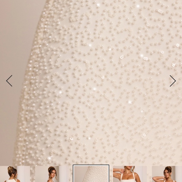 Embellished Square Neck Mini Dress in White - Picture 4 of 6